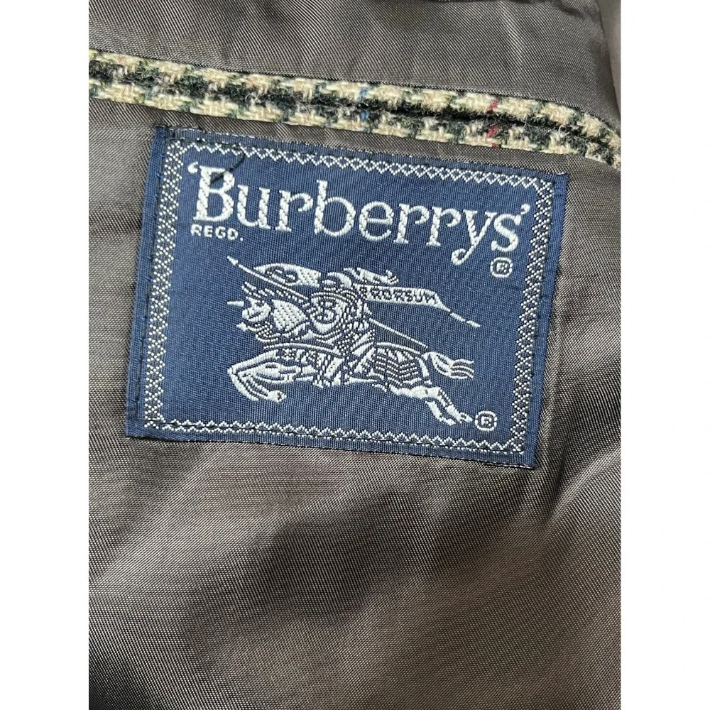 Vintage Burberrys Prorsum Mens Wool Houndstooth Blazer Jacket Brown 1987 42R‎